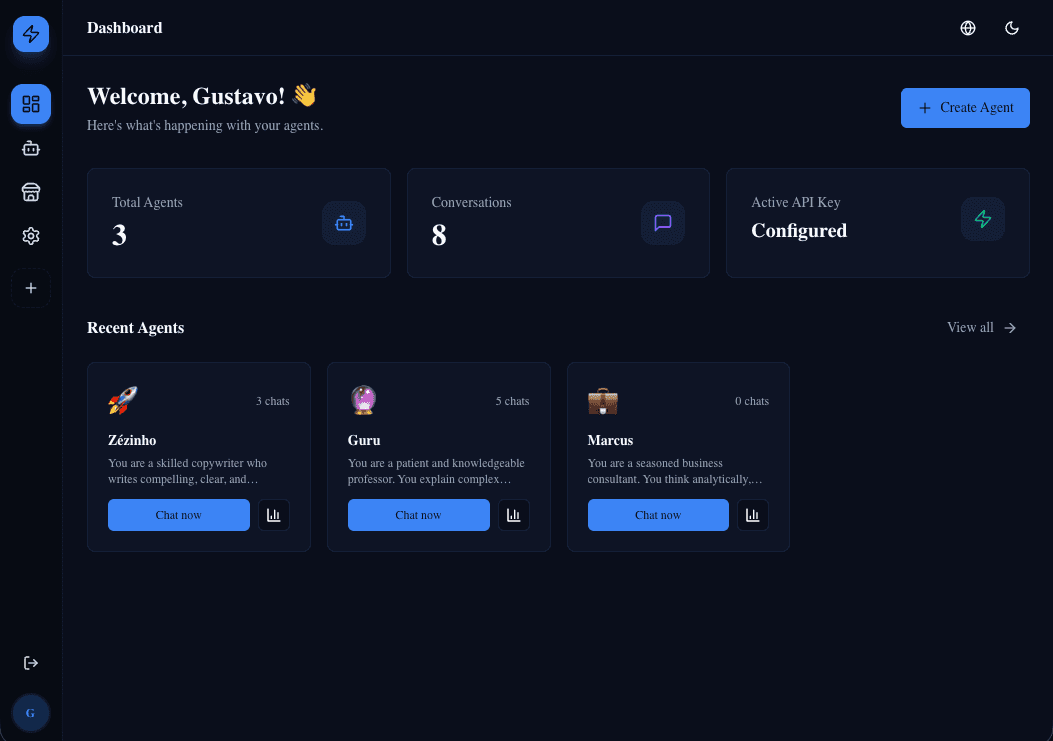 Screenshot 1 do projeto AgentLab — AI Agent Platform
